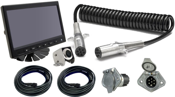 V360K6 - 7'' MONITOR WITH A COMPACT BACKUP CAMERA AND A CURL CABLE KIT FOR TRUCK AND TRAILER